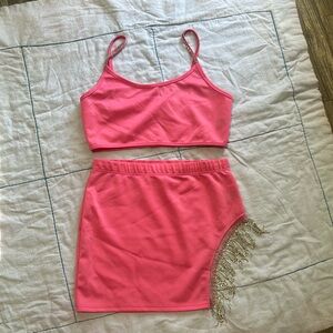 2 piece bubble gum pink outfit